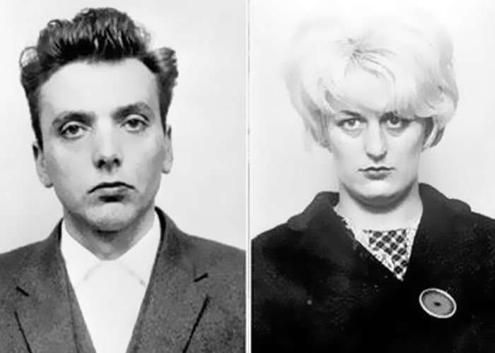 Black and white photos of two serious individuals, illustrating terrifying things found online shared by people.