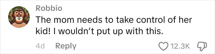 User comment on social media criticizing a mom for not controlling her kid during a flight described as the worst by a frequent traveler.
