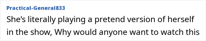 Text comment on a white background discussing a pretend version of herself, related to the painful All's Fair premiere with Kim Kardashian.