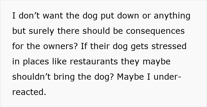 Text discussing consequences for negligent dog owners after their dog bites a child in public places like restaurants. Text discussing consequences for negligent dog owners after their dog bites a child in public places like restaurants.