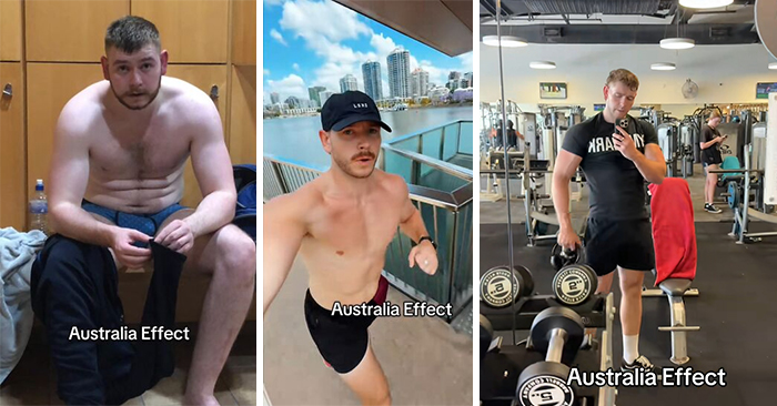 Three before and after images showing how Australia changes people with improved fitness and confidence.