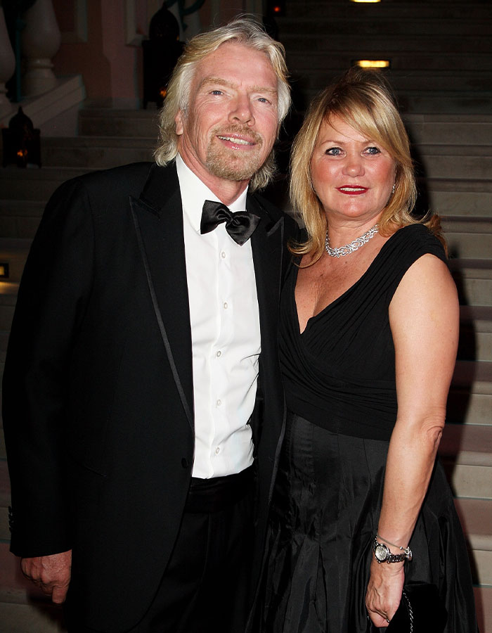Richard Branson and his wife Joan dressed elegantly at a formal event, highlighting their close relationship.