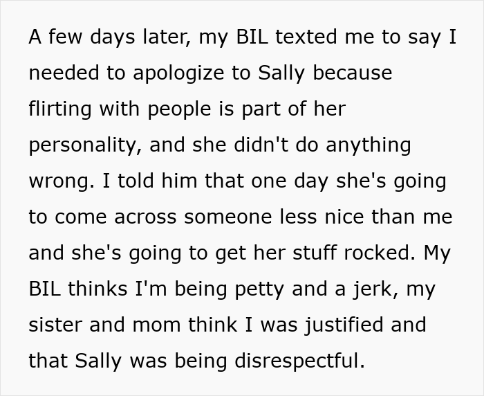 Text discussing a polyamorous woman flirting with a taken guy and causing conflict when his girlfriend confronts her.