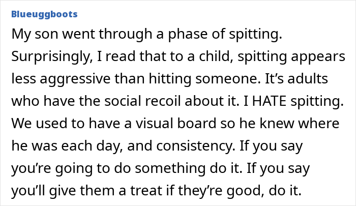 Mom struggles with kids&rsquo; spitting behavior and seeks consistent discipline to improve how her kids act.
