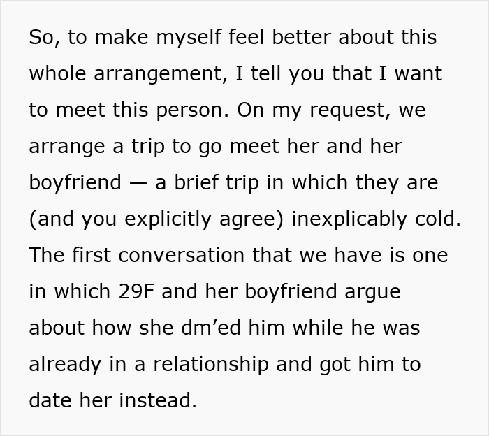 Text describing a guy who refuses to accept a break-up after going on a romantic trip with a female friend. Text describing a guy who refuses to accept a break-up after going on a romantic trip with a female friend.