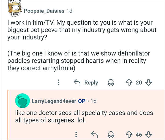 Reddit thread showing questions and answers about common misconceptions in the medical industry by doctors.