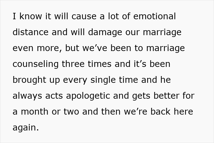 Text about a man prioritizing work, causing emotional distance and marriage challenges, with counseling efforts noted. Text about a man prioritizing work, causing emotional distance and marriage challenges, with counseling efforts noted.