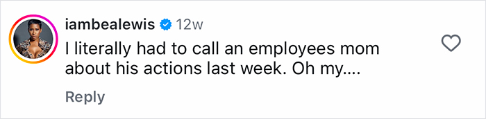 Screenshot of a social media comment about calling an employee&rsquo;s mom to address workplace behavior issues.