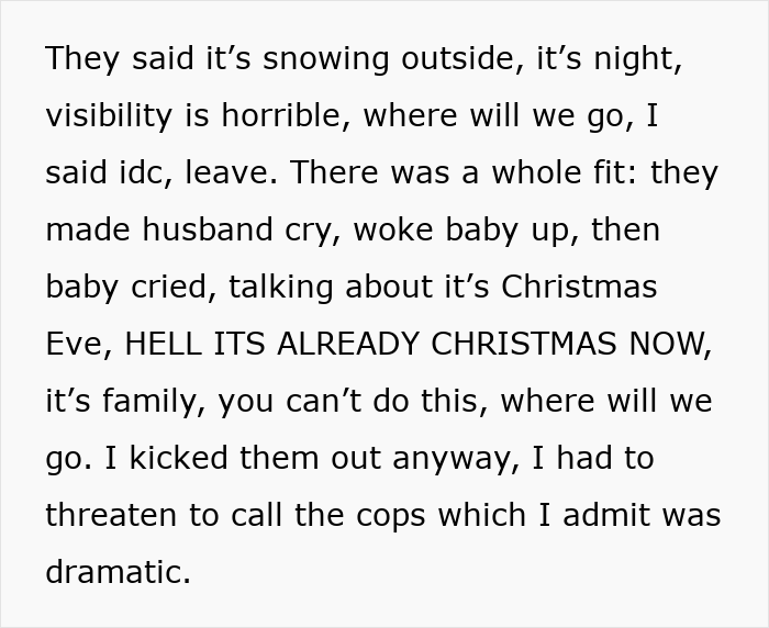 Family tries to surprise man on Christmas by arriving at 1 a.m., causing a conflict that leads to them being kicked out.