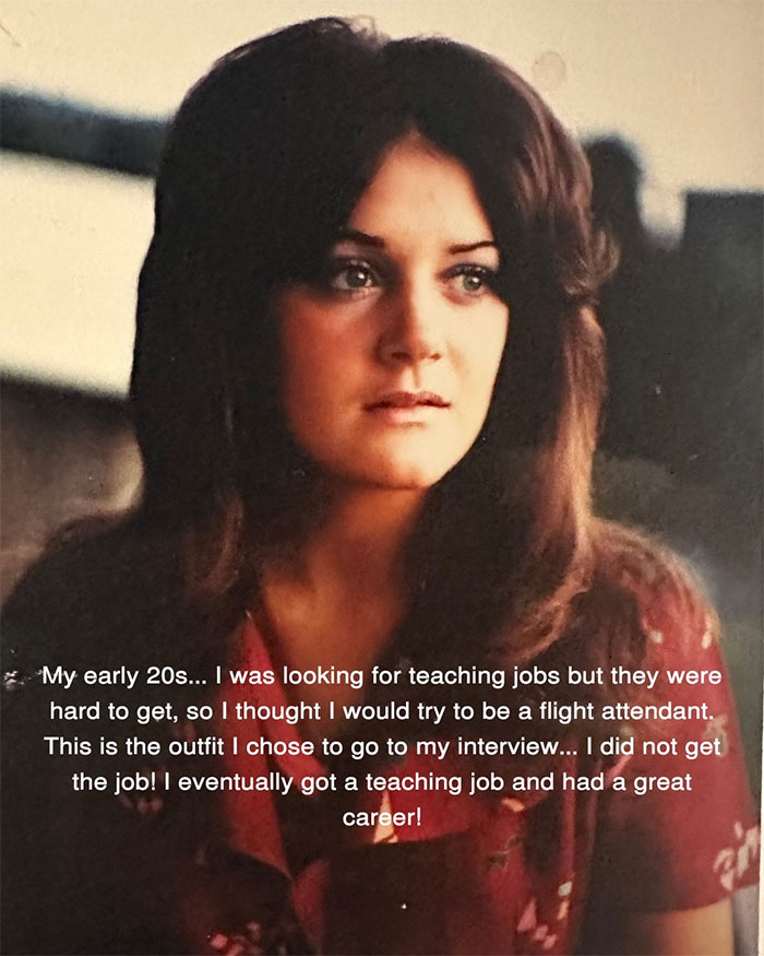 Young woman in her early 20s with long brown hair reflecting on aging progress before facelift at 70 years old.
