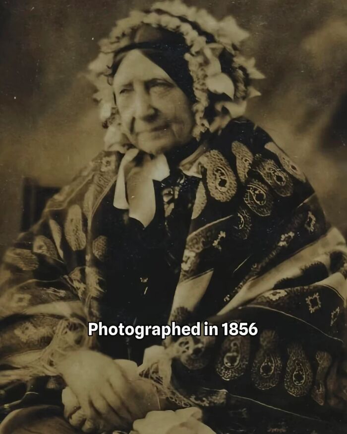 Elderly woman born in the 1700s wrapped in patterned shawl, one of the rare people photographed in the 1800s. Elderly woman born in the 1700s wrapped in patterned shawl, one of the rare people photographed in the 1800s.