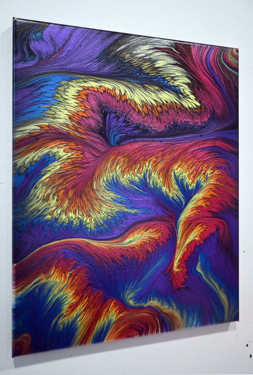 Hypnotic Rainbow Feathers 🪶🌈 Acrylic Pouring Split Cup Tutorial