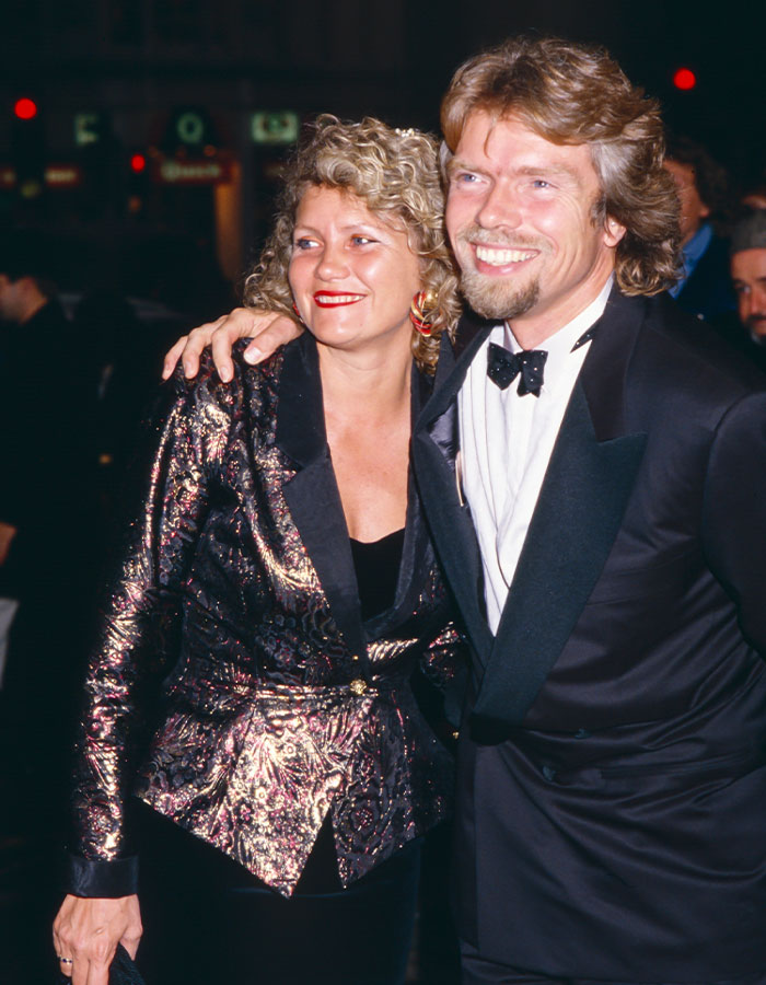 Richard Branson and wife Joan smiling together at a formal event, capturing a moment before her passing.