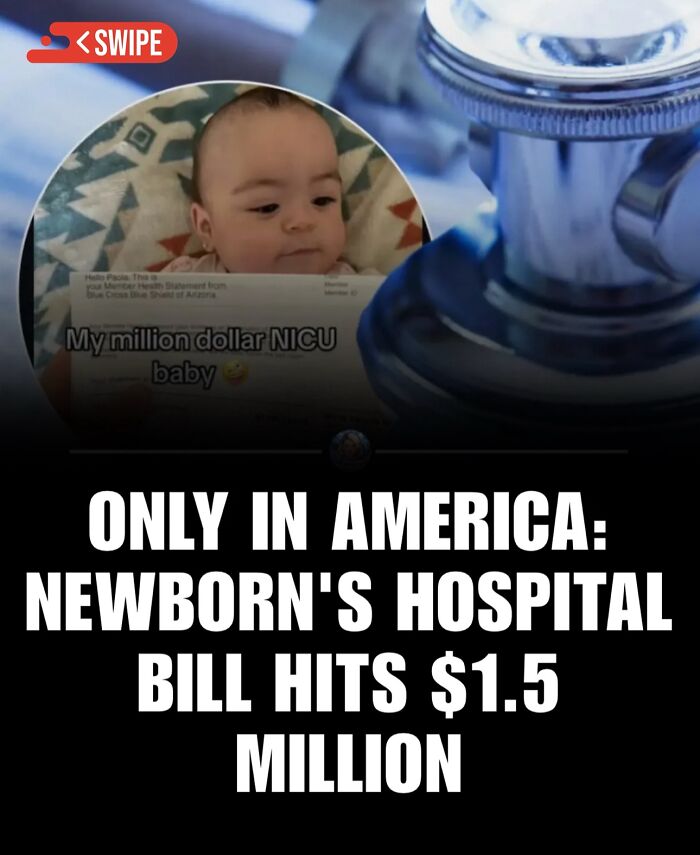 Baby with NICU hospital bill, highlighting shocking healthcare costs, featured on IG page sharing daily facts and interesting stories.
