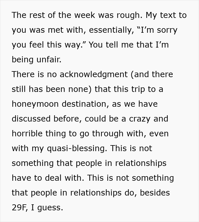 Text excerpt discussing complications after a romantic trip, highlighting refusal to accept break-up in a relationship scenario. Text excerpt discussing complications after a romantic trip, highlighting refusal to accept break-up in a relationship scenario.