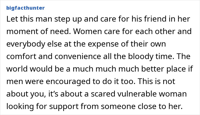 Screenshot of a comment discussing women&rsquo;s care and the need for male support during vulnerable birth moments.