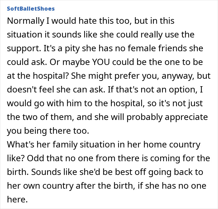 Text excerpt discussing a woman needing birth support as her partner&rsquo;s first birth experience won&rsquo;t be with her.