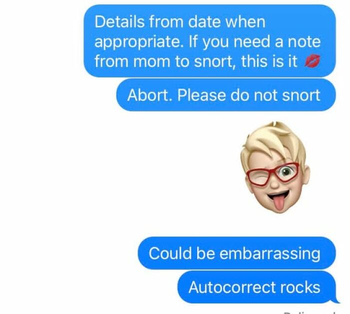 Text message showing autocorrect error changing snort to sort, highlighting funny autocorrect fails in humorous conversation.