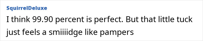 Comment mentioning a 99.90 percent rating and comparing a small adjustment to pampers, related to Jennifer Lawrence's diaper dress and plastic surgery speculation.
