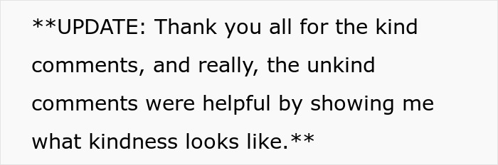 Text excerpt expressing gratitude for kind comments and reflecting on kindness after receiving unkind remarks online.