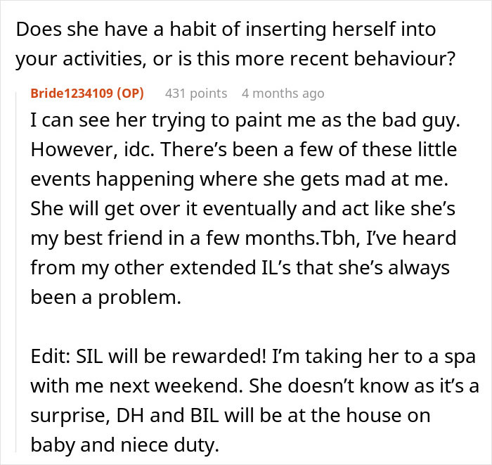 Reddit post discussing a mother-in-law inserting herself into a couple&rsquo;s vacation and getting outplayed.
