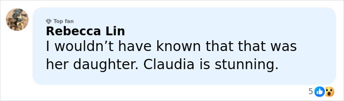Fan comment praising Claudia Schiffer&rsquo;s lookalike daughter&rsquo;s racy outfit, leaving fans speechless and impressed.