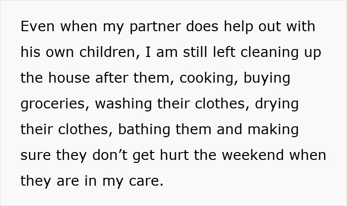 Woman expressing regret over parenting partner&rsquo;s four kids every weekend, feeling overwhelmed by ongoing chores and care.