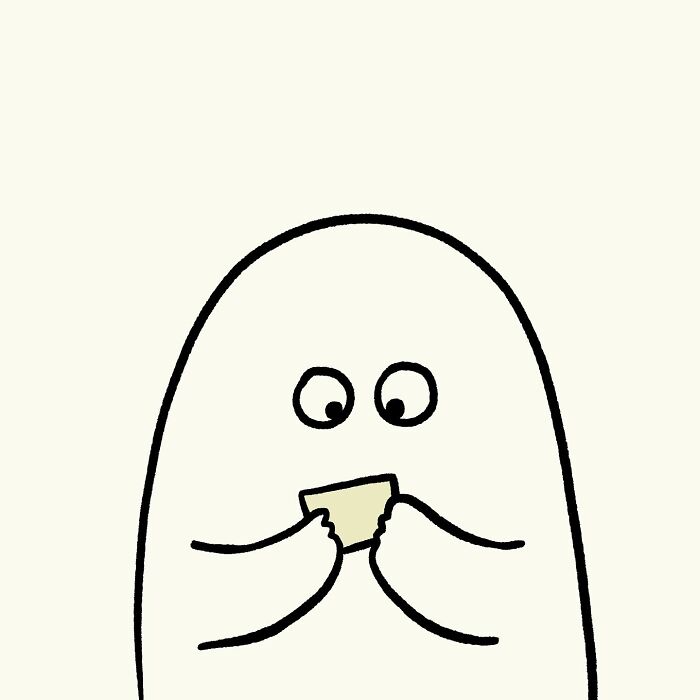 Simple doodle of a character facing a starry hand holding two tickets, capturing funny relatable everyday thoughts in art.