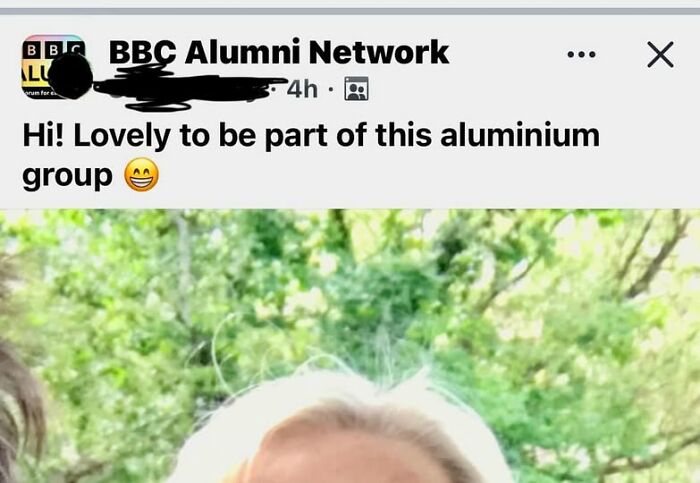 Social media post showing autocorrect fail with the word aluminium typed as part of a humorous message.