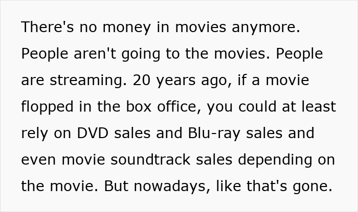 Text explaining why modern movies look ugly and discussing the shift in movie revenue and streaming trends.