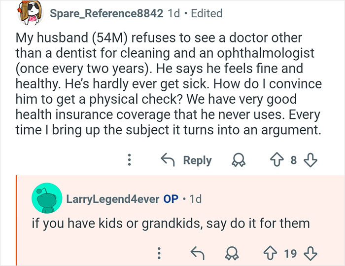 Reddit thread showing people asking doctors questions in an online AMA about health and medical advice.