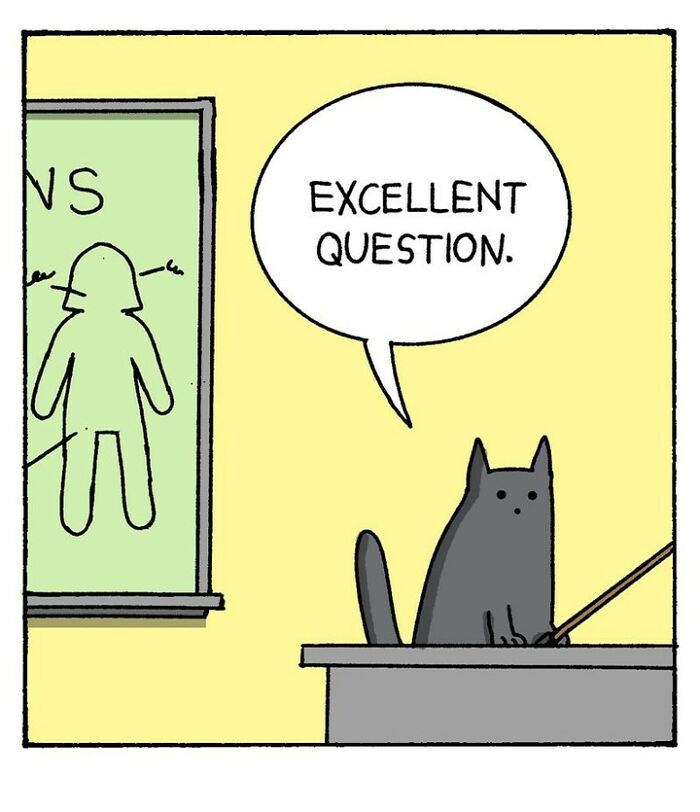 War and Peas comic strip showing cats in a classroom with a dark, absurd, and funny lesson on cuteness.