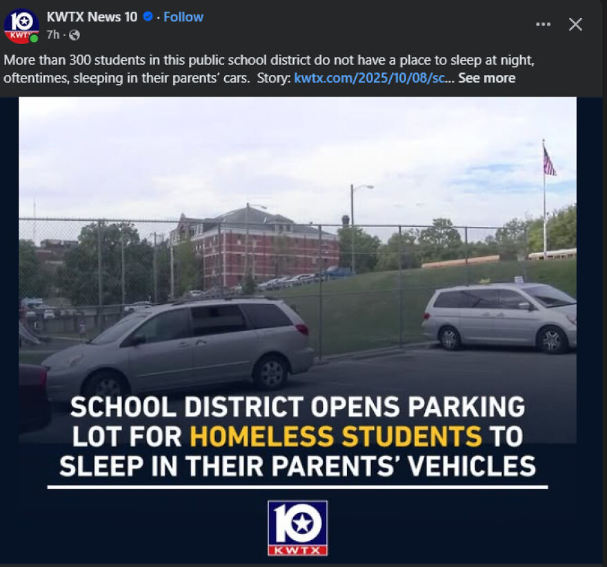 School district parking lot opened for homeless students sleeping in parents vehicles seen in the lot