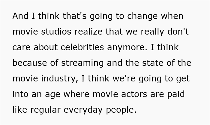 Text excerpt discussing changes in movie industry and actors, highlighting modern movies millennial gray look and streaming impact.