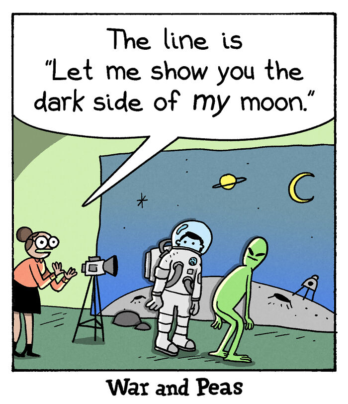 War and Peas comic panel with characters discussing the need to submit findings to avoid losing funding in a lab setting.