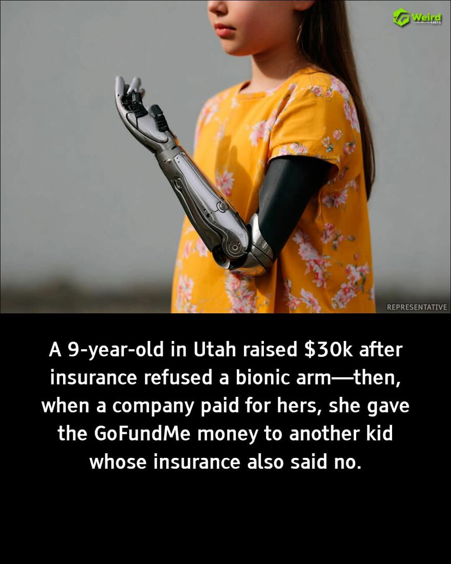 Young girl with a bionic arm raising funds after insurance refusal, showcasing inspiring wholesome posts revealed.