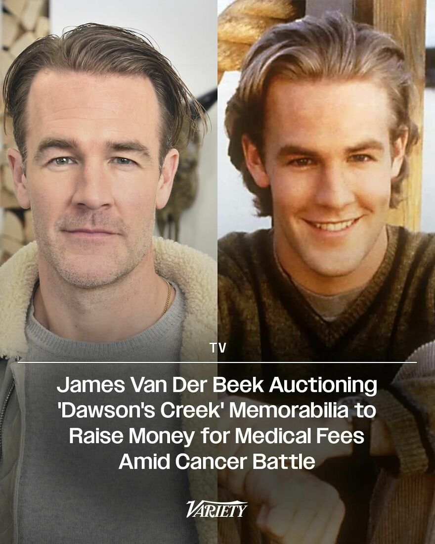 James Van Der Beek auctioning memorabilia amid cancer battle, showing wholesome posts with unexpected true meanings.