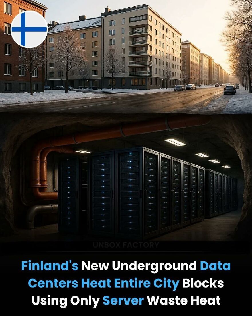 Underground data centers in Finland use server waste heat to warm entire city blocks, showcasing innovative new facts.
