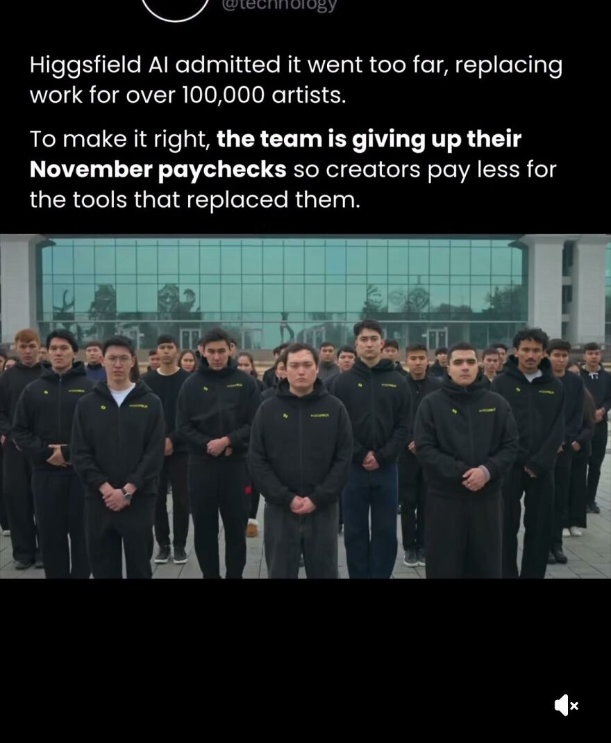 Group of people standing solemnly outside a modern building, highlighting posts that appeared wholesome but reveal true intent.