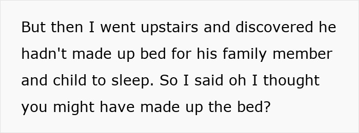 Text excerpt showing a wife&rsquo;s frustration after discovering her husband didn&rsquo;t make the bed for their family member.