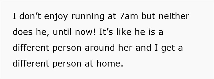 Text on a white background reads a wife describing how her husband acts like a different person around his friend during a holiday.