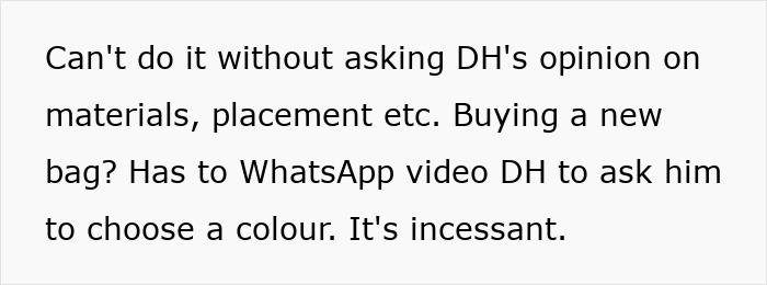 Text message discussing constant need to ask husband's opinion, highlighting tension in couple planning city move for DIL's job.
