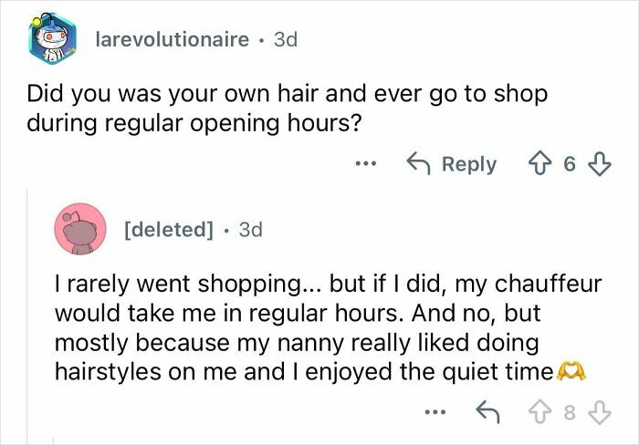 Screenshot of a Reddit AMA discussing experiences of growing up ultra-privileged and isolated in a wealthy family.