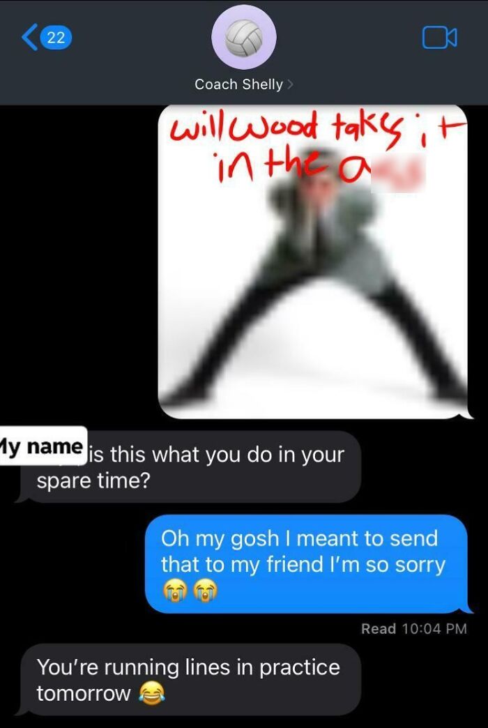 Text message exchange showing a funny wrong number text where a message was sent by mistake causing laughter.