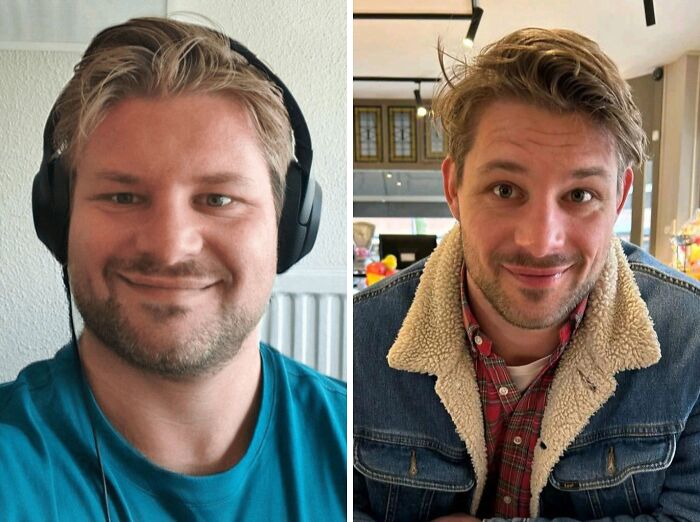 Side-by-side before and after photos showing a stunning transformation of a man illustrating reinvention and personal change.