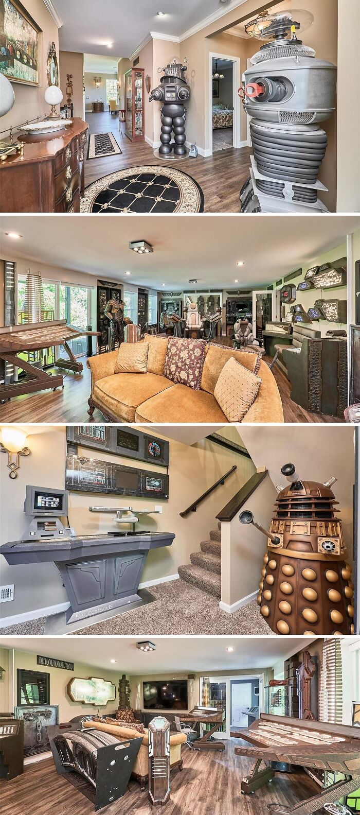 Spacious Zillow home interior featuring unique robot and sci-fi decor, showcasing must-see creative design elements.
