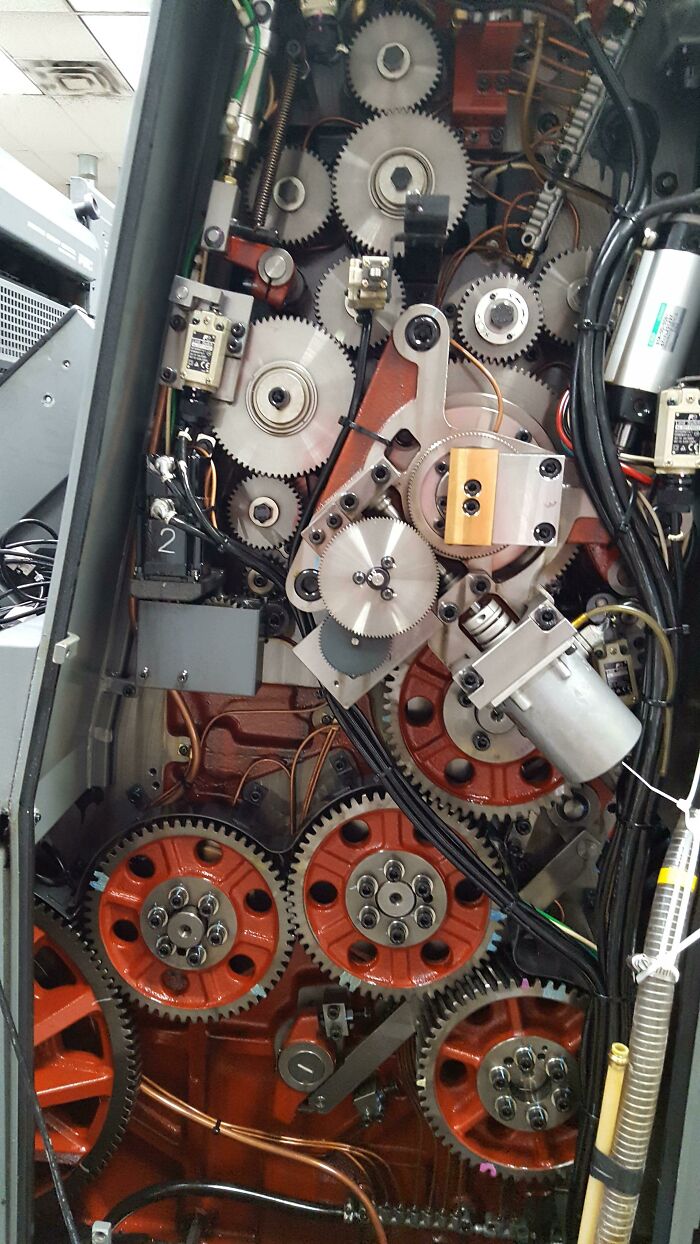 Intricate inside view of mechanical gears and components revealing how the insides of objects look in detail.