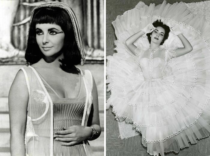 Black and white photo of two style icons in iconic vintage dresses, showcasing fashion looks that changed style trends forever.