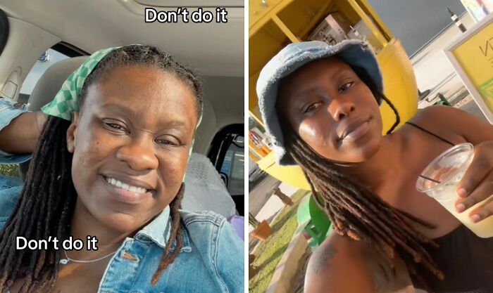 Side-by-side photos of a woman before and after plastic surgery, showcasing results shared online by people who changed.