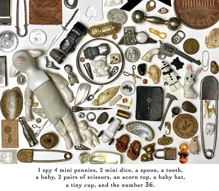 A collection of small vintage objects and knickknacks neatly arranged to satisfy the need for order and knolled style.